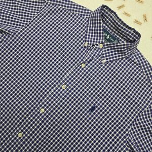 Ralph Lauren Classic Fit Blue Gingham Check Short Sleeve Button Down‎ Shirt